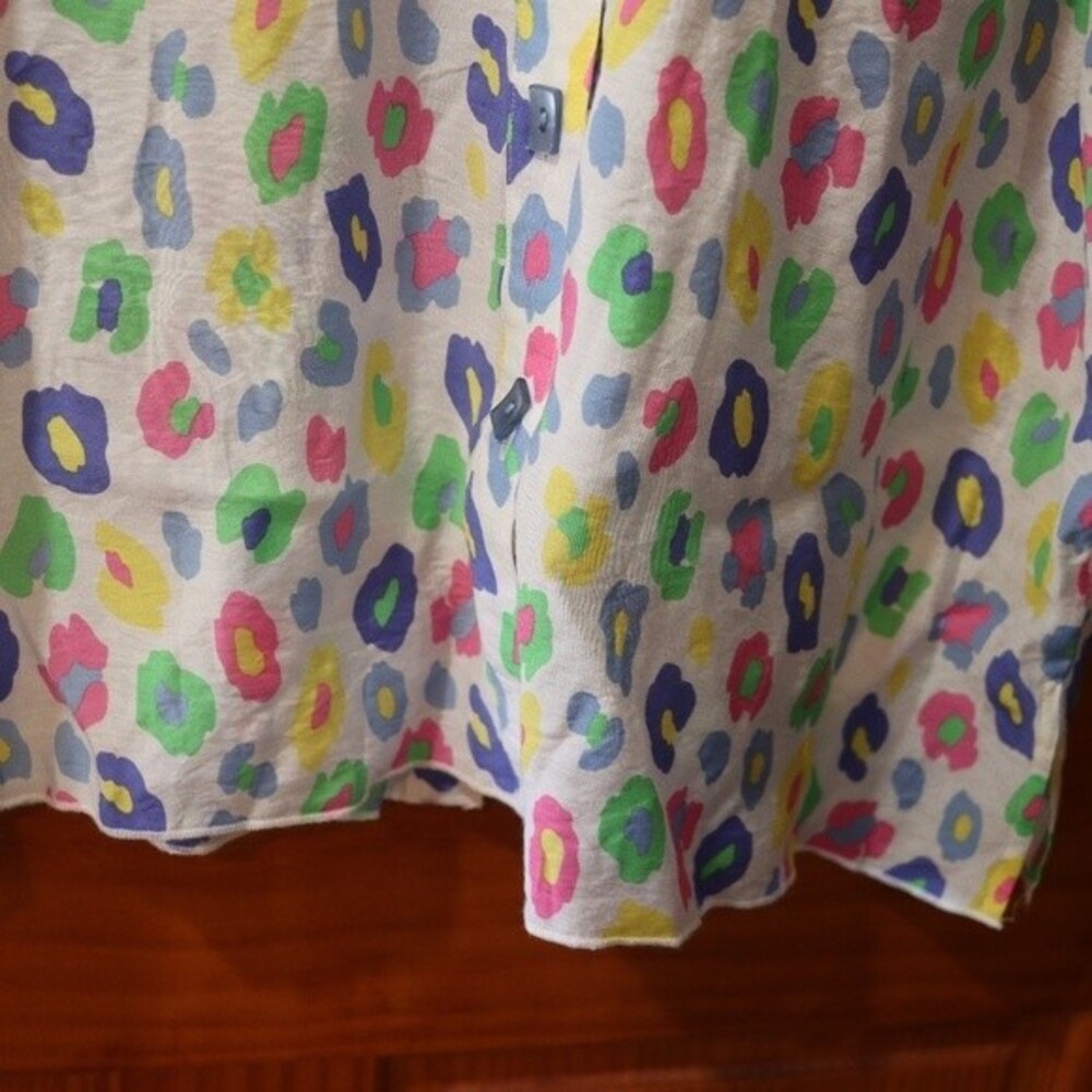 Multiples Rainbow Leopard Print Button Down Blous… - image 6